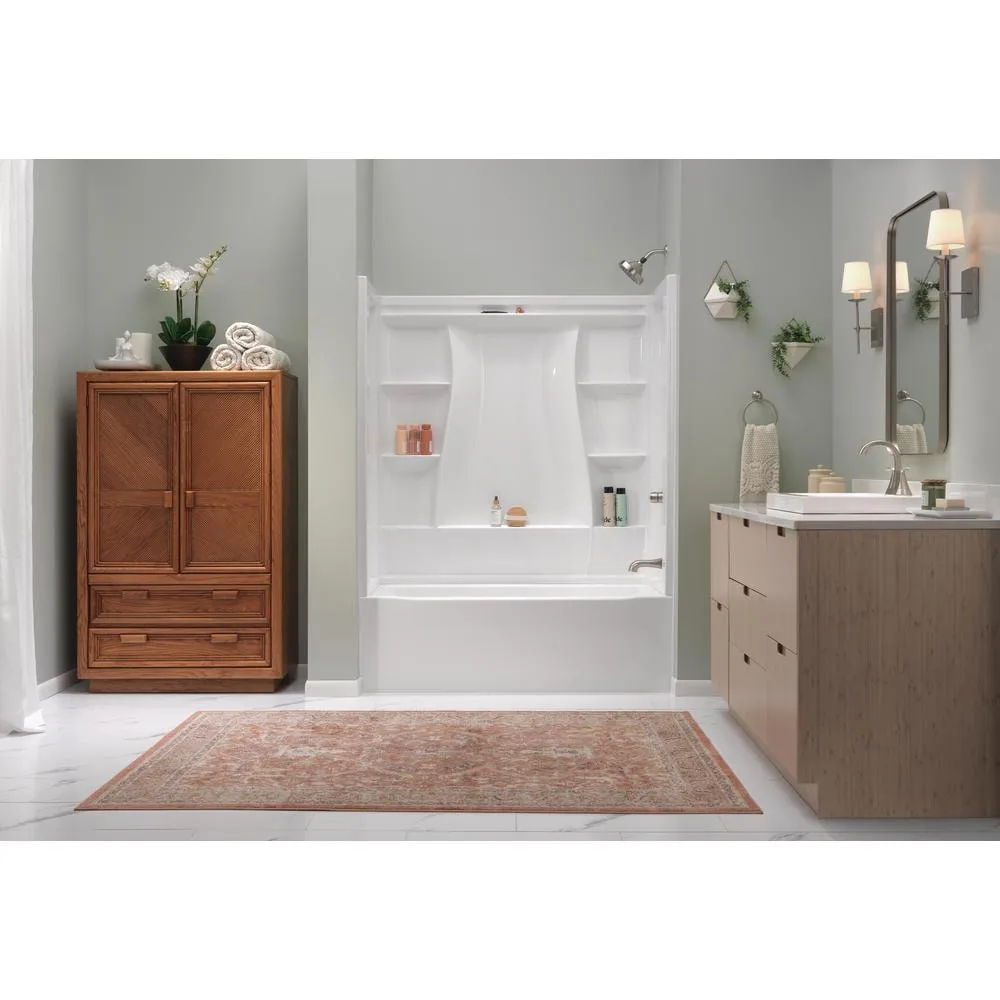 Delta Classic 500 60 in. x 30 in. Alcove Right-Drain Bathtub and 3-Piece Wall Surrounds, High Gloss White, photo 2 of 8