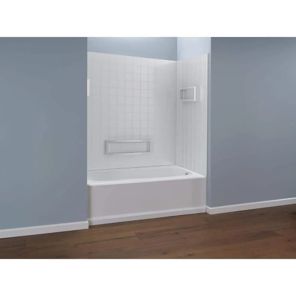 Delta Distinction 60 in. W x 60 in. H Three-Piece Glue-Up Tub Surround in High Gloss White, photo 6 of 8