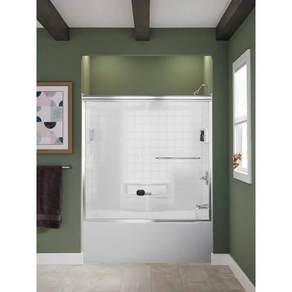 Delta Distinction 60 in. W x 60 in. H Three-Piece Glue-Up Tub Surround in High Gloss White, photo 5 of 8