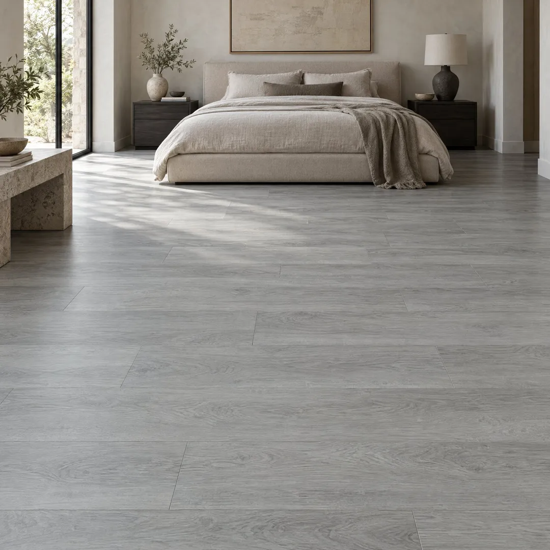 Home Decorators Collection Athabasca Glacier Gray Luxury Vinyl Plank Flooring, in a room, photo 2 of 2