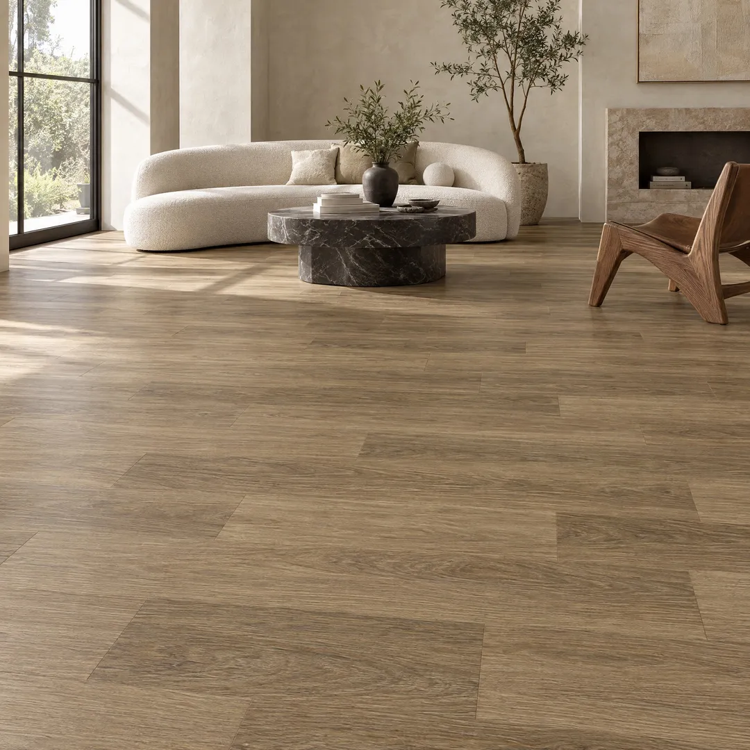 Home Decorators Collection Benston Oak Waterproof Luxury Vinyl Plank Flooring, in a room, photo 2 of 2