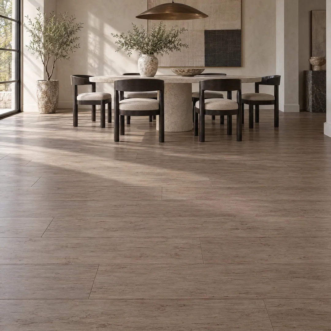 Home Decorators Collection Hand Scraped Strand Woven Earl Grey Bamboo Flooring, in a room, photo 2 of 2