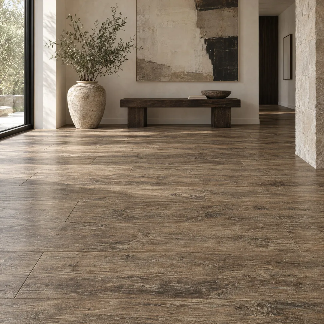 Home Decorators Collection EIR English Vanity Walnut 12 mm Thick x 7.56 in. Wide x 47.72 in. Length Laminate Flooring (1002 sq. ft. / pallet), in a room, photo 2 of 12
