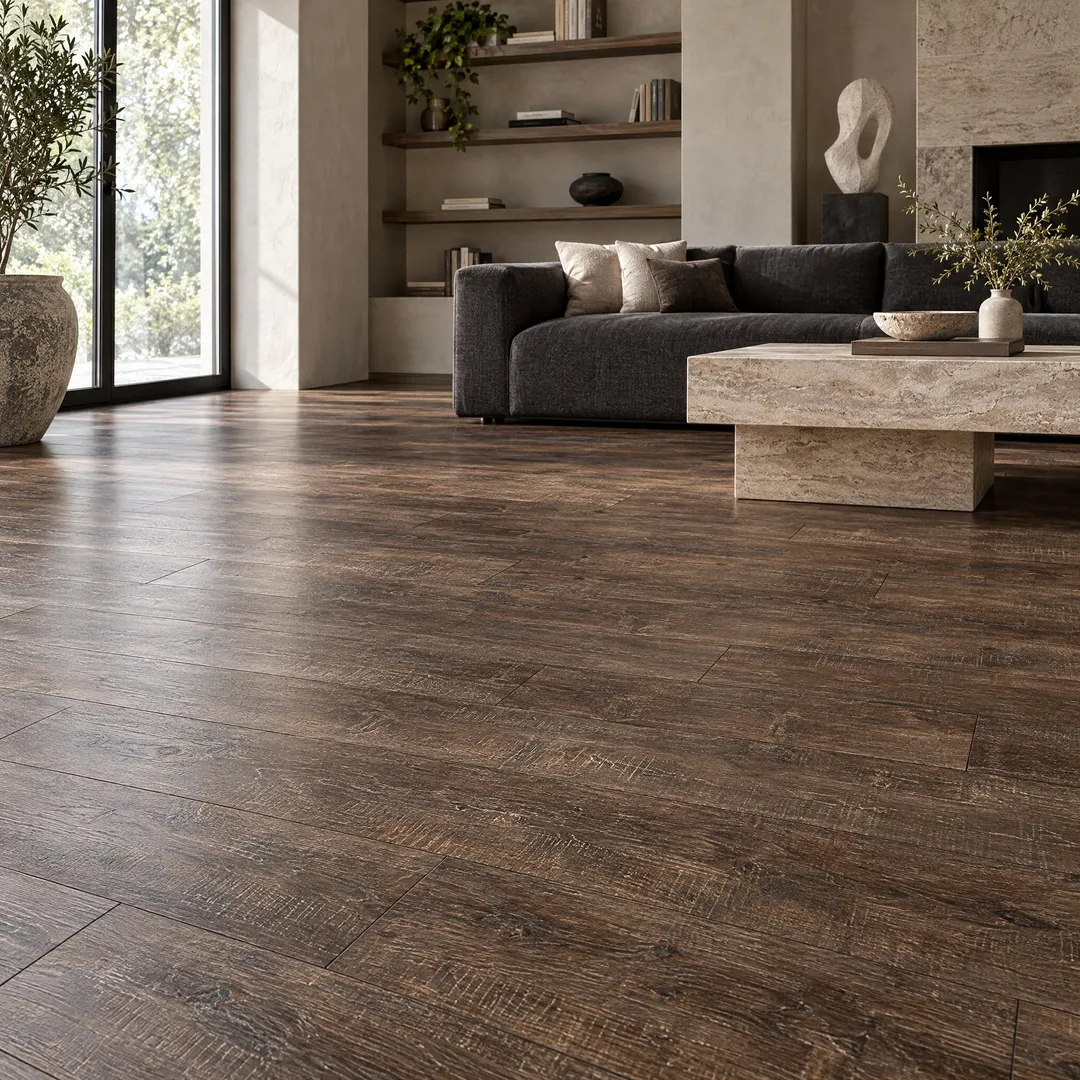 Home Decorators Collection laminate flooring, Fincrest Brown, in a room, photo 2 of 24