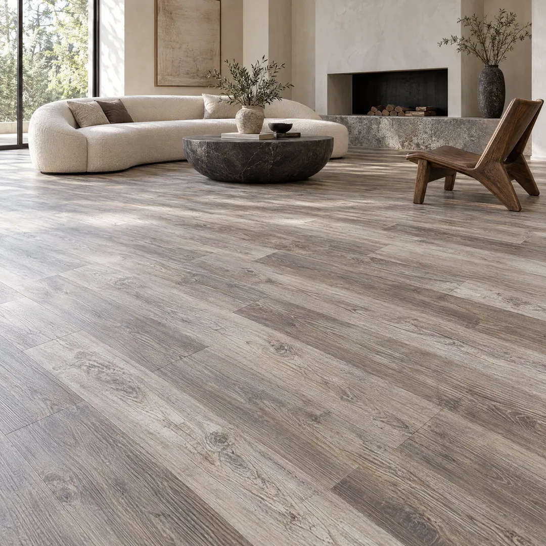 Home Decorators Collection Firview Lookout Gray Luxury Vinyl Plank Flooring, in a room, photo 2 of 2