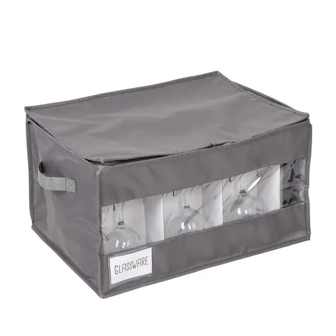 Gray Polyester Stemware Storage Box