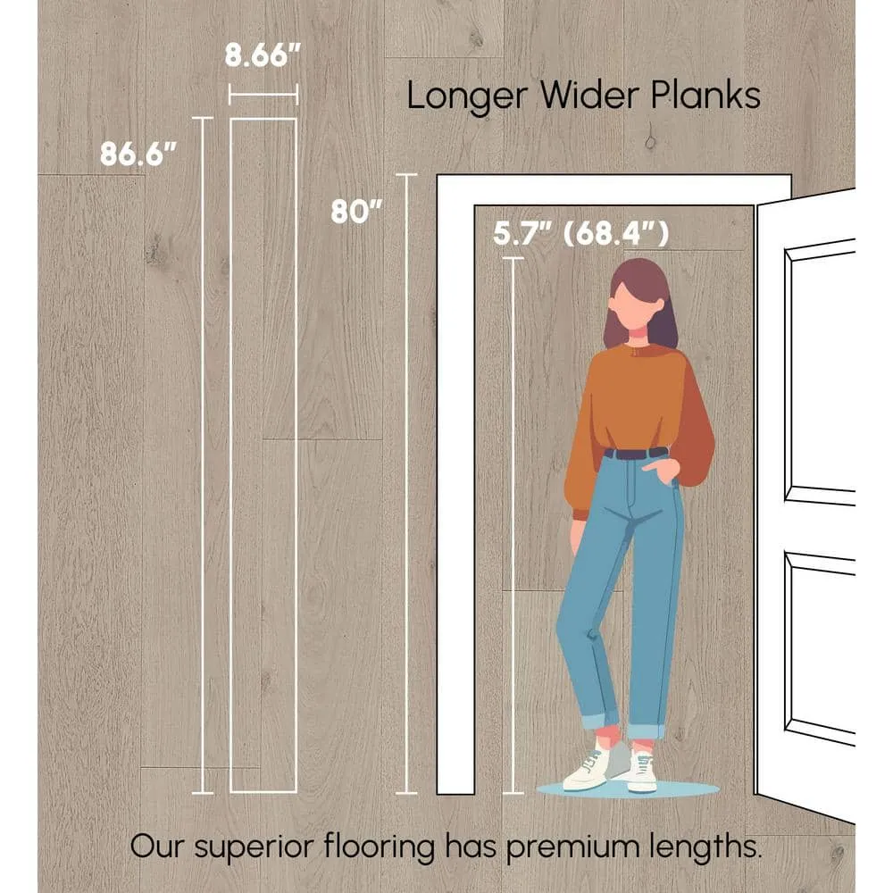ASPEN FLOORING Ice Caps White Oak 9/16 in. T x 8.66 in. W Tongue and Groove Smooth Engineered Hardwood Flooring (31.25 sqft/case), photo 7 of 14