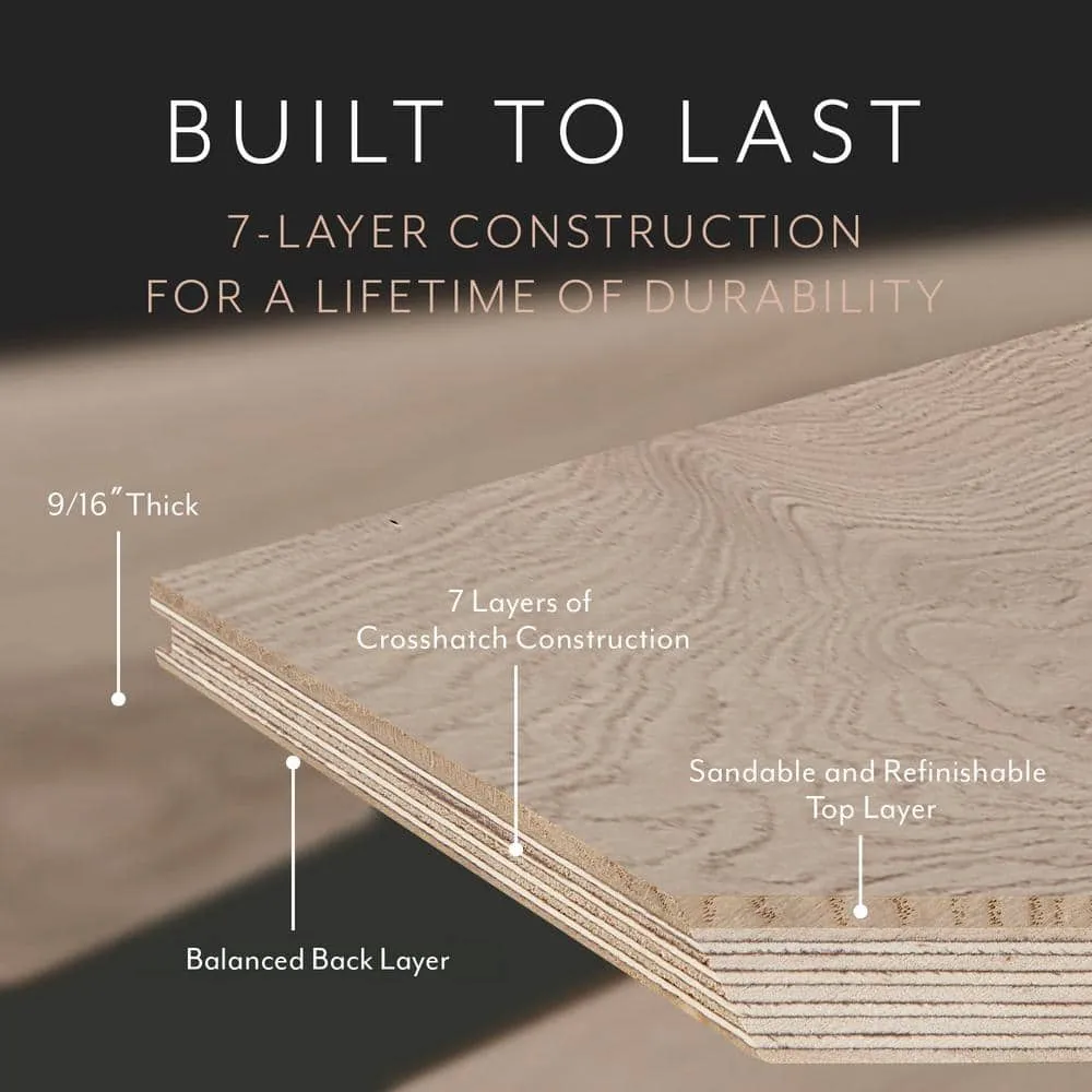 ASPEN FLOORING Ice Caps White Oak 9/16 in. T x 8.66 in. W Tongue and Groove Smooth Engineered Hardwood Flooring (31.25 sqft/case), photo 4 of 14