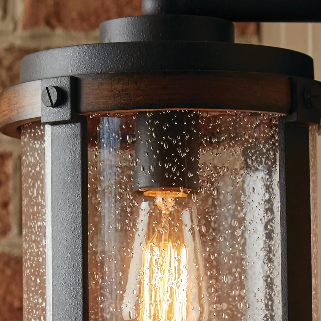 Kichler Barrington 13-in H Distressed Black and Wood Tone Medium Base (E26) Outdoor Wall Light, photo 2 of 3