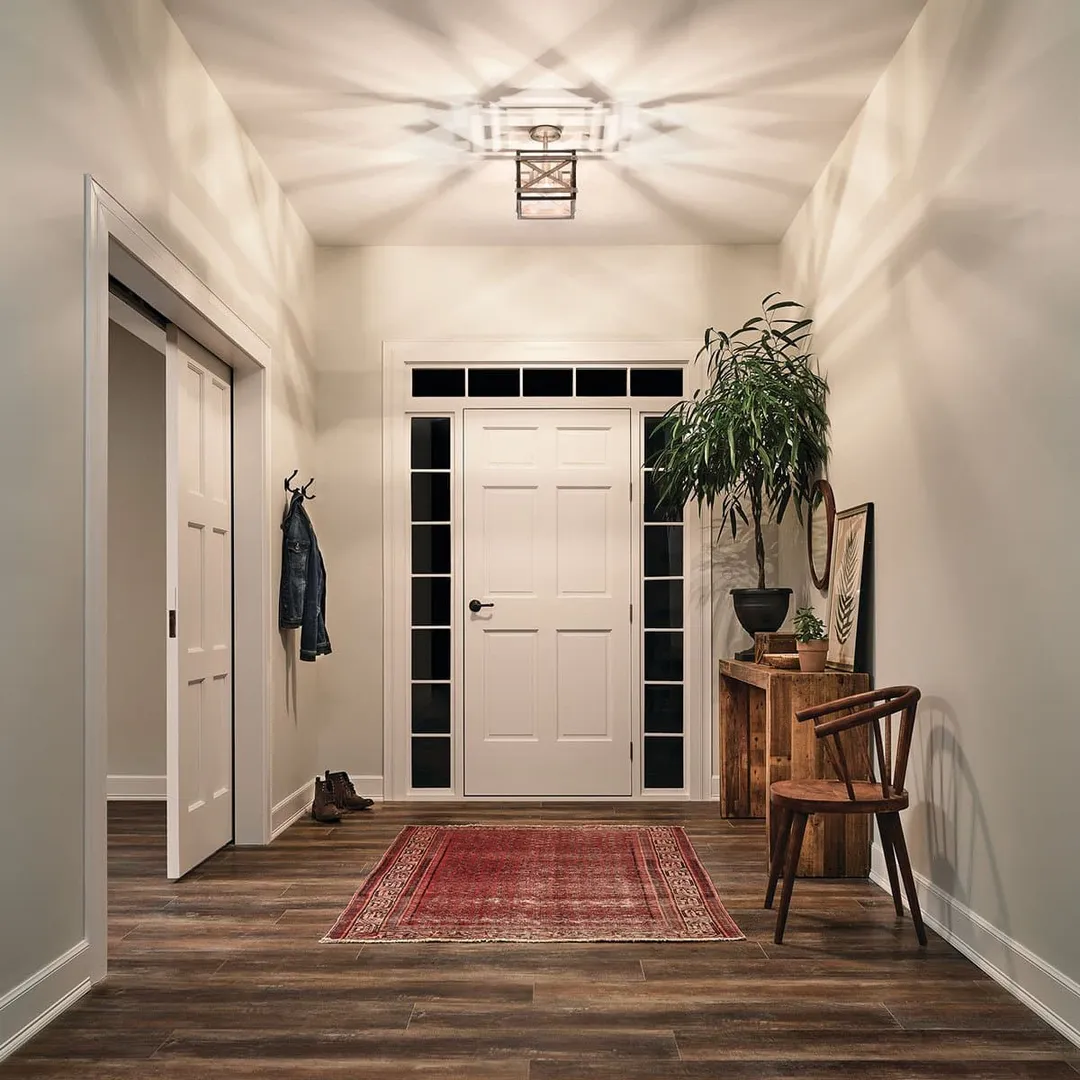 Kichler Stetton 10.31-in Anvil Iron & Distressed Antique Gray 3-Light Semi-Flush Mount Ceiling Light, photo 9 of 9