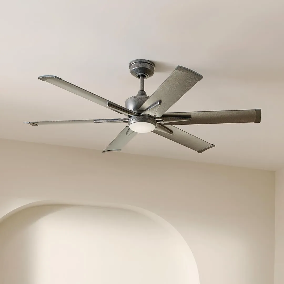 Kichler Szeplo Patio 60-in Weathered Steel Powder Coat Indoor/Outdoor Ceiling Fan with Light (6-Blade), photo 6 of 6