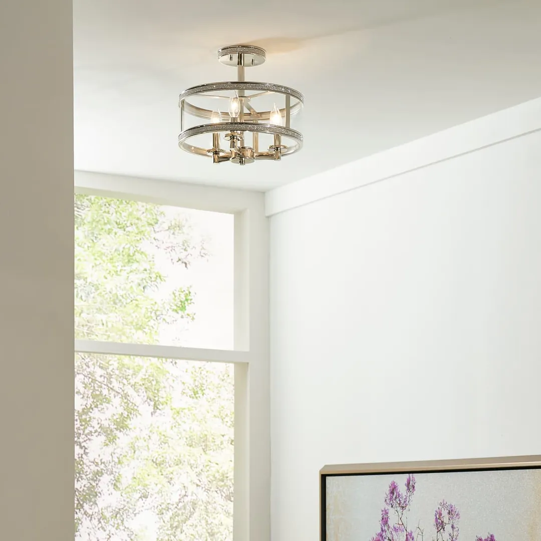 Kichler Angelica 13-in Polished Nickel Modern/Contemporary 3-Light Semi-Flush Mount Ceiling Light, photo 6 of 7