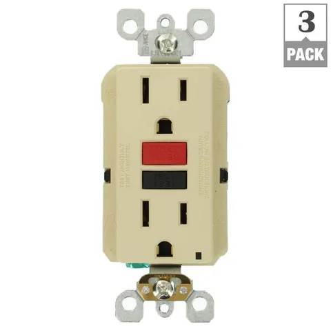 15A Self-Test SmartlockPro Slim GFCI Duplex Outlet, Ivory (3-Pack)