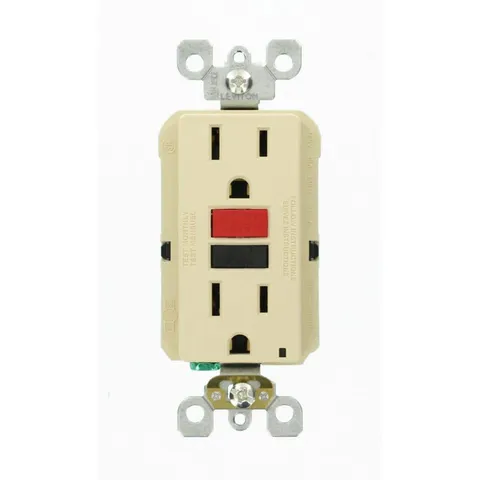 15A Self-Test SmartlockPro Slim GFCI Duplex Outlet (Ivory)