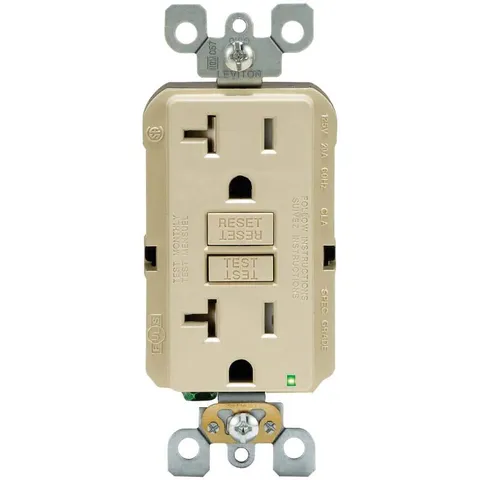 20A Self-Test SmartlockPro Tamper-Resistant GFCI Outlet, Ivory
