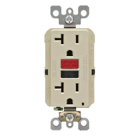 20A SmartlockPro Self-Test Slim GFCI Duplex Outlet (Ivory)