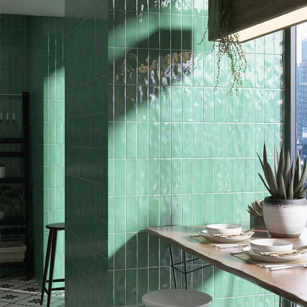 MOLOVO Borgo Subway Jade Green 2.6 in. X 7.9 in. Polished Porcelain Floor and Wall Tile (7.54 sq. ft./Case), photo 2 of 2