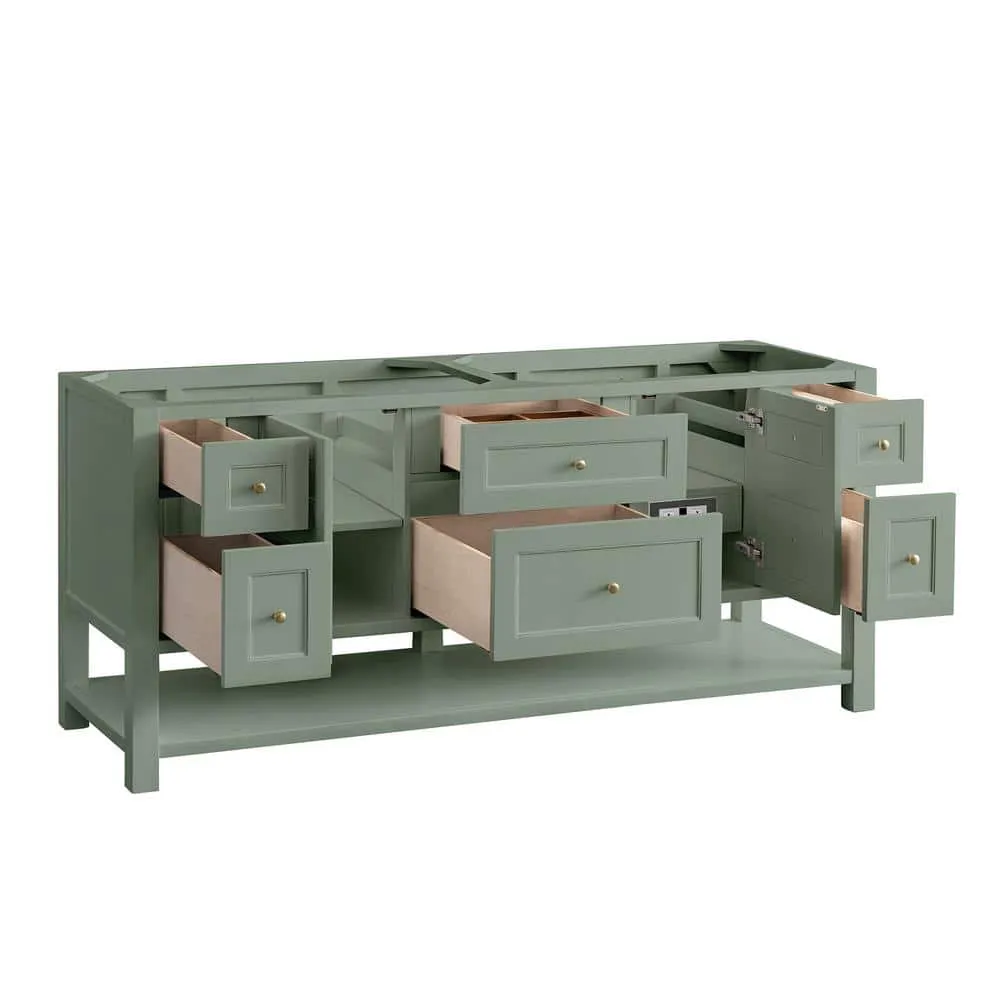 James Martin Vanities Breckenridge 72" Bathroom Vanity in Smokey Celadon with White Zeus Quartz Top, photo 6 of 7