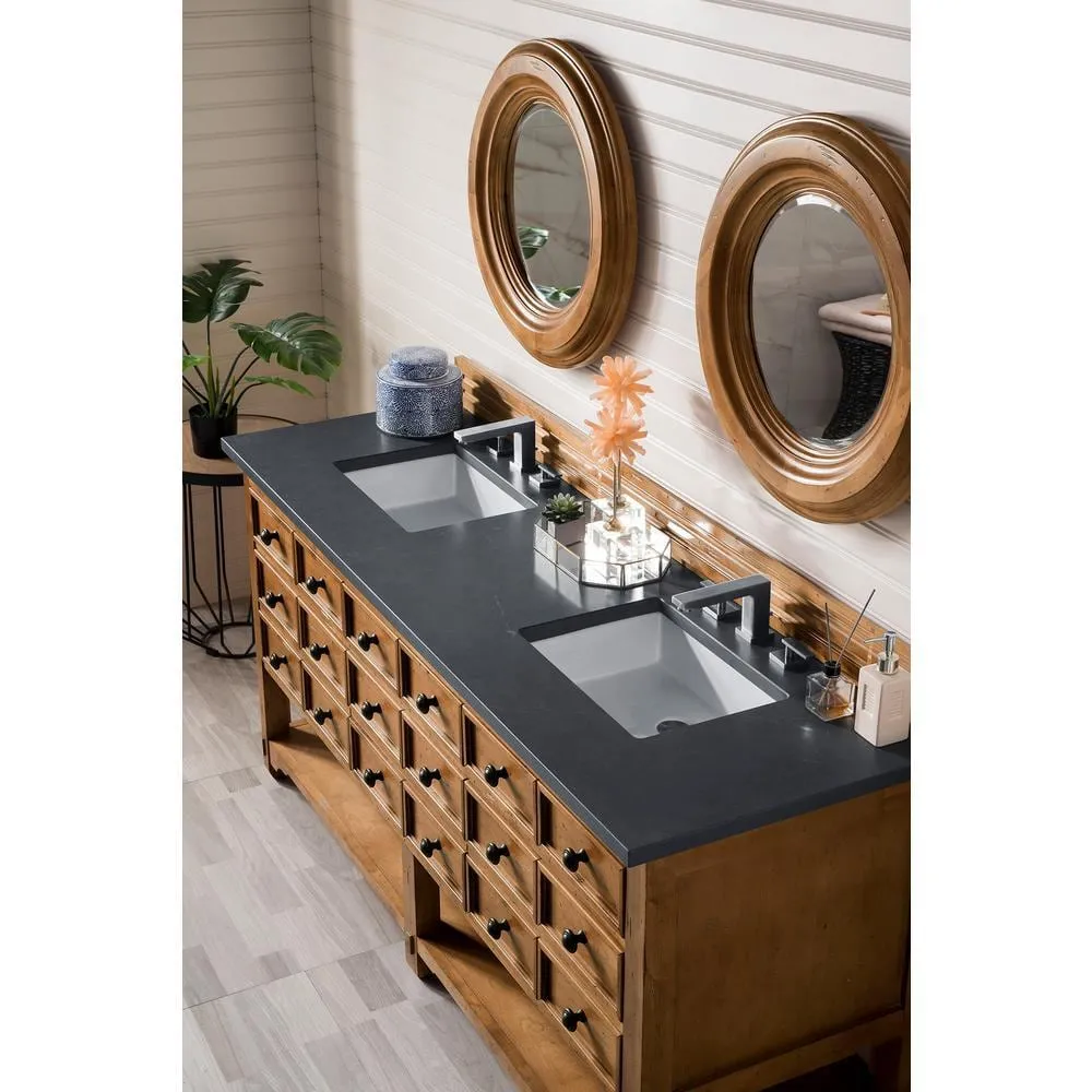 James Martin Vanities Malibu 72" Double Bath Vanity in Honey Alder with Charcoal Soapstone Quartz Top, photo 2 of 6