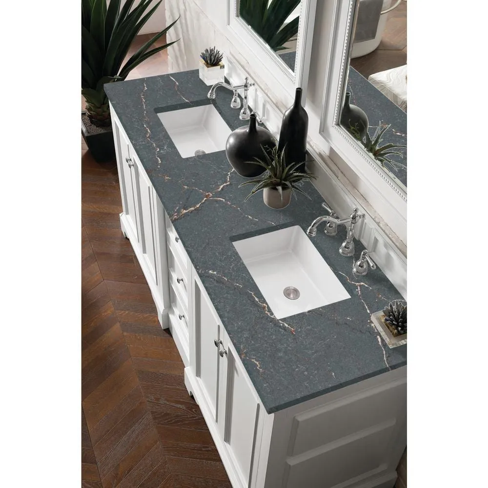 James Martin Vanities De Soto 73.3 in. Double Bathroom Vanity in Bright White with Parisien Bleu Quartz Top, photo 5 of 5
