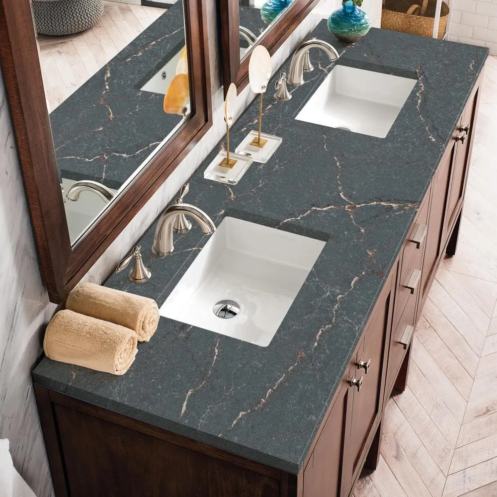 James Martin Vanities Addison 72" Double Vanity in Mid-Century Acacia with Parisien Bleu Quartz Top, photo 5 of 5
