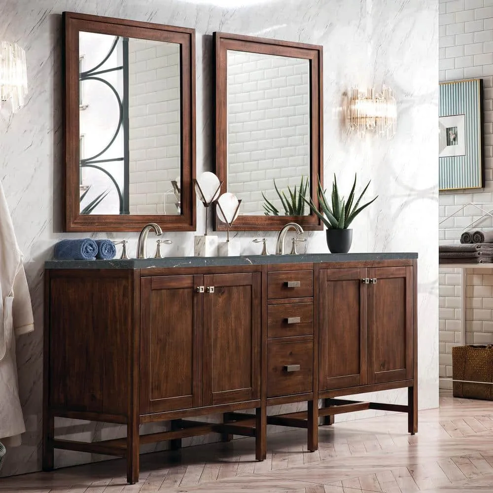 James Martin Vanities Addison 72" Double Vanity in Mid-Century Acacia with Parisien Bleu Quartz Top, photo 3 of 5