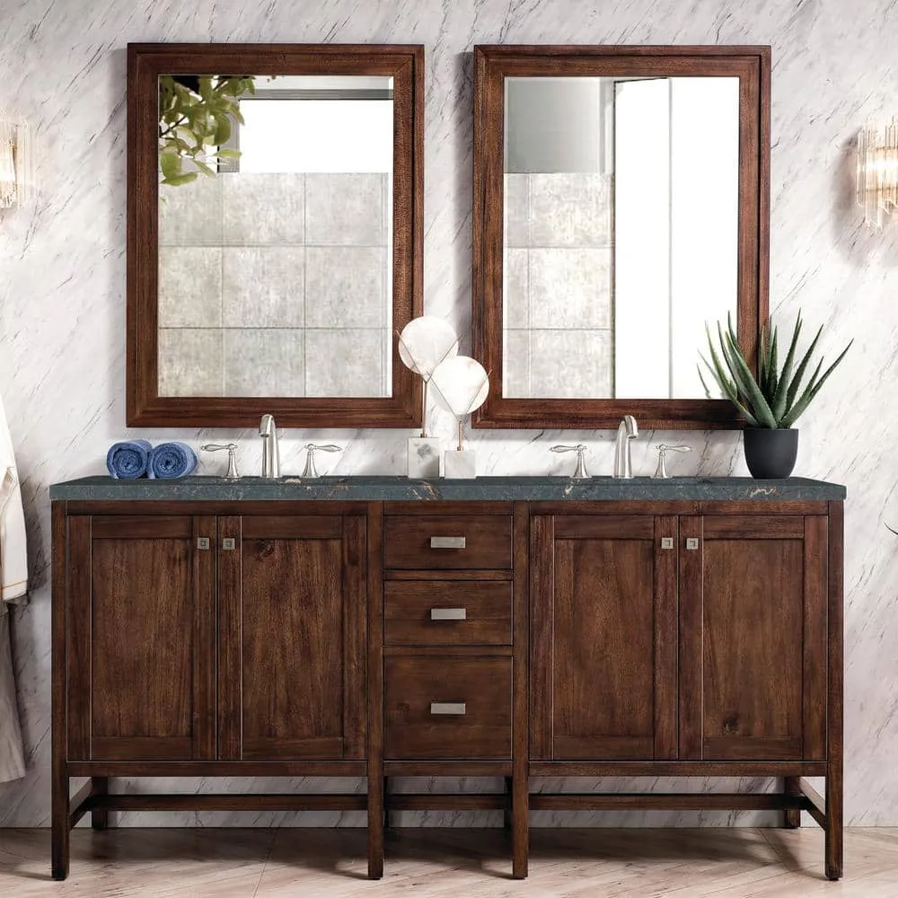 James Martin Vanities Addison 72" Double Vanity in Mid-Century Acacia with Parisien Bleu Quartz Top, photo 2 of 5