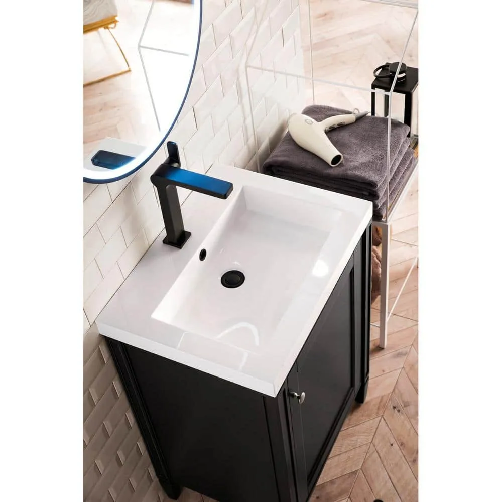 James Martin Vanities Brittania 24 in. Bath Vanity in Black Onyx with Resin Top and White Basin, photo 5 of 5