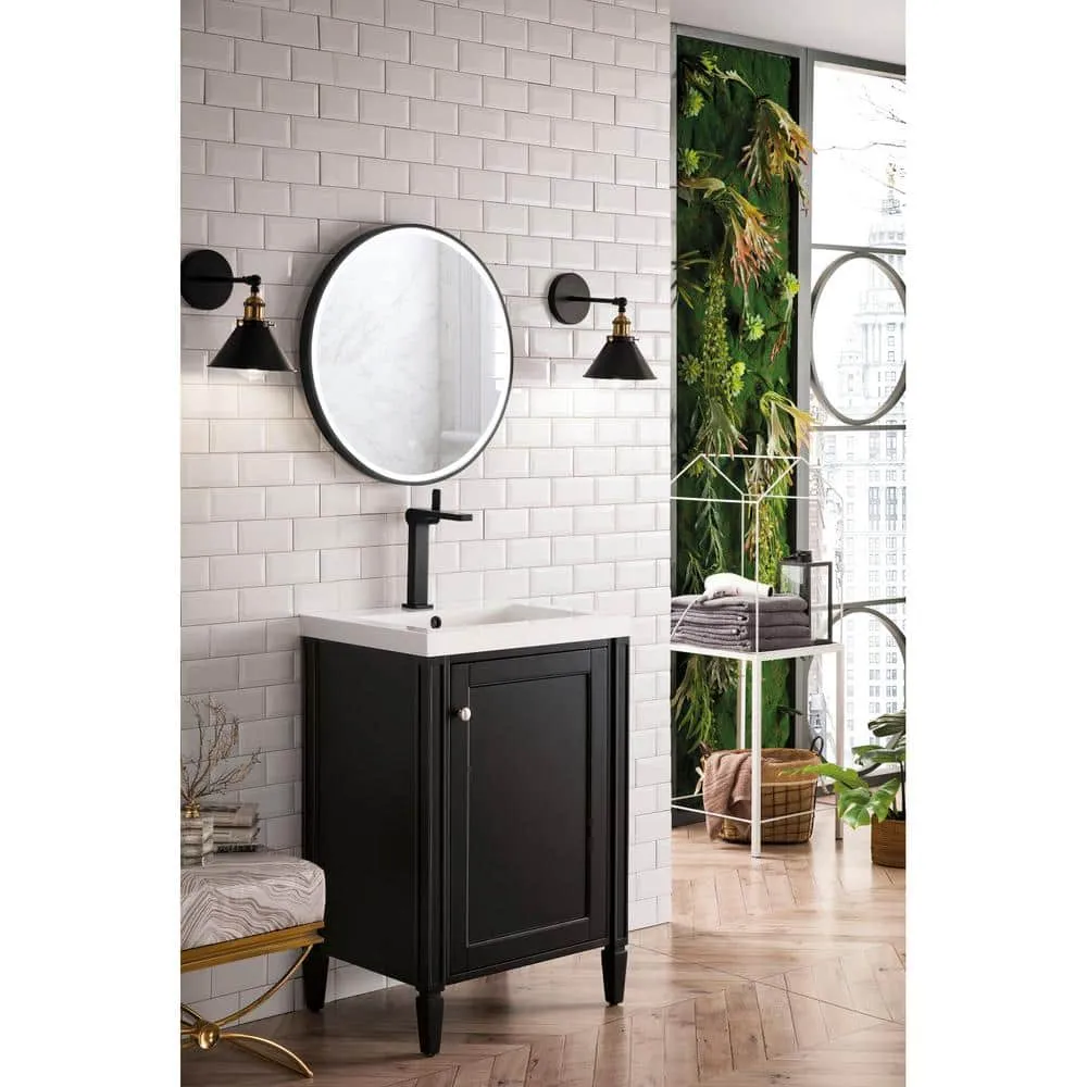 James Martin Vanities Brittania 24 in. Bath Vanity in Black Onyx with Resin Top and White Basin, photo 3 of 5