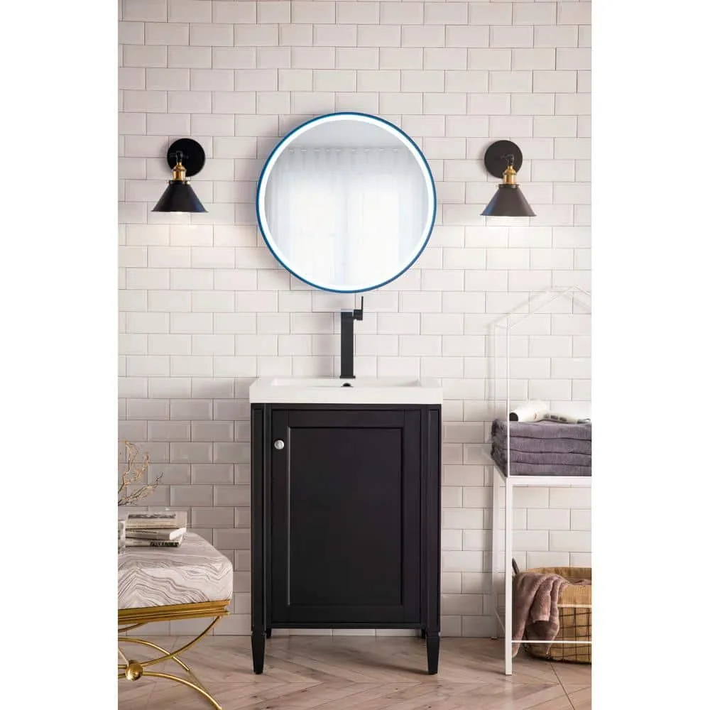 James Martin Vanities Brittania 24 in. Bath Vanity in Black Onyx with Resin Top and White Basin, photo 2 of 5