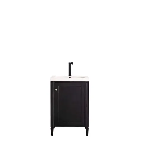 Britannia 24" Bath Vanity in Black Onyx with White Glossy Top