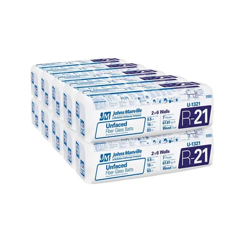 JM R-21 Unfaced Fiberglass Batt Insulation for 2x6 Walls