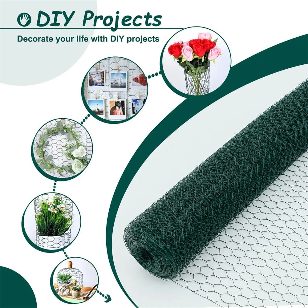 Kahomvis 1/4 in. W. x 3.6 ft. x 197 ft. Outdoor Anti-Rust Chicken Wire Poultry Net Green Galvanized Metal Fence Hardware Cloth, photo 5 of 7