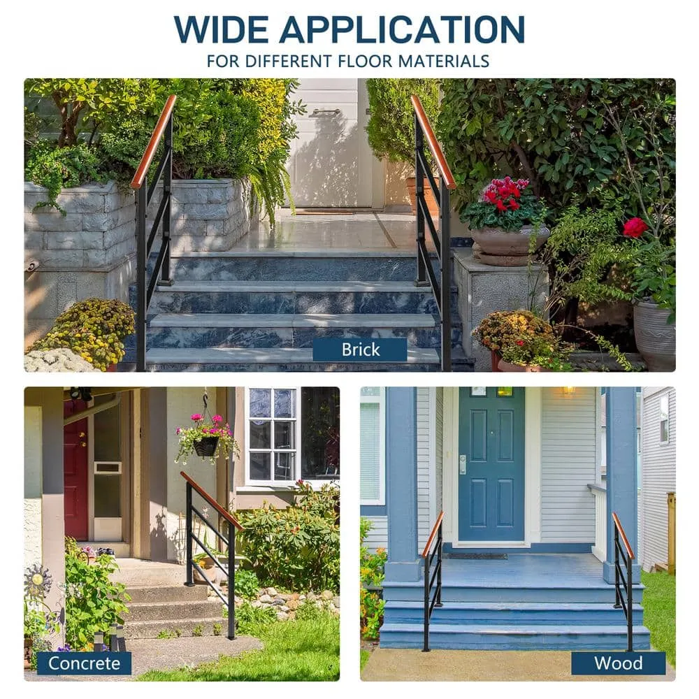 Karl home 36.6 in. H x 39 in. W Adjustable Wood Metal Stair Railing Kit in Black, photo 7 of 9