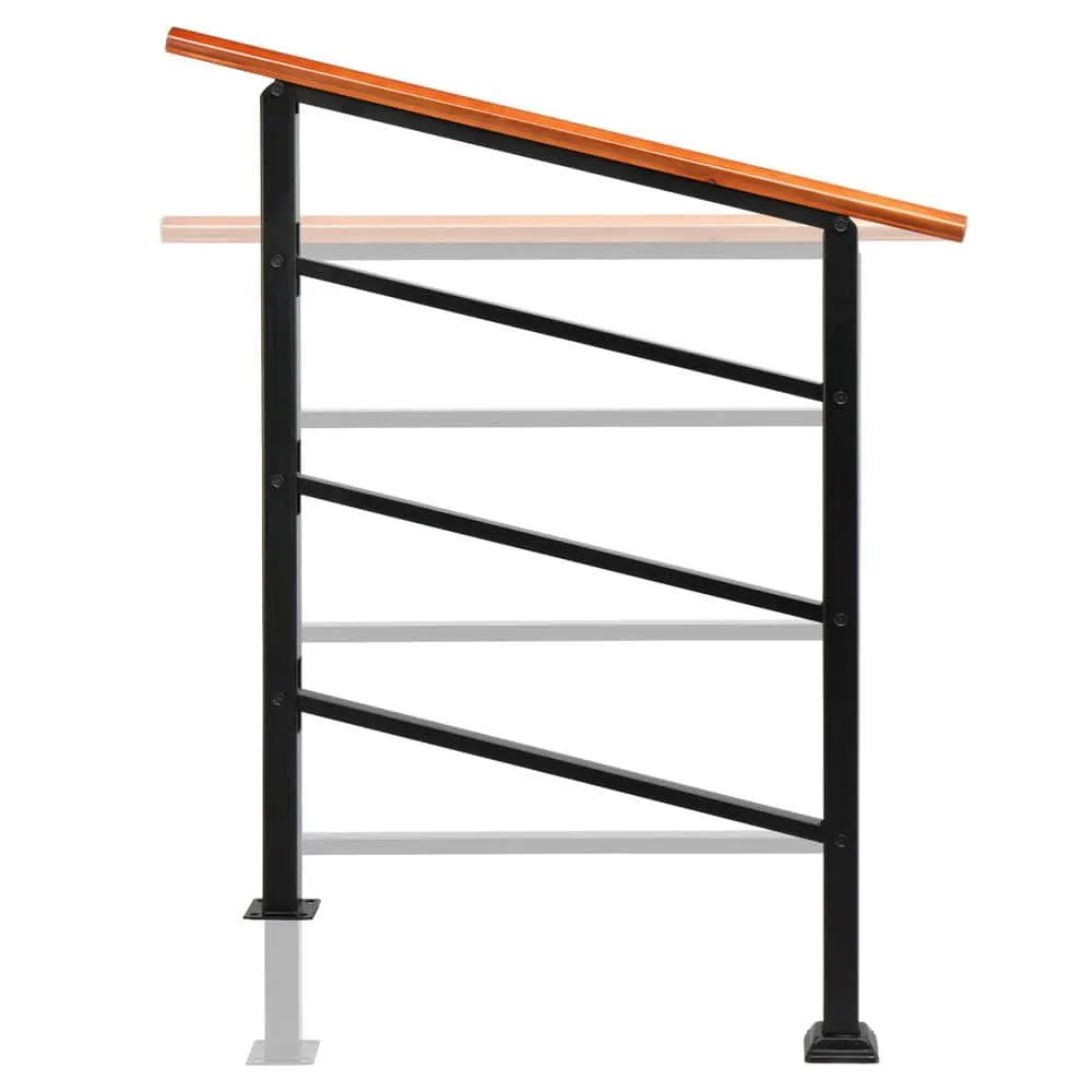 Karl home 36.6 in. H x 39 in. W Adjustable Wood Metal Stair Railing Kit in Black, photo 5 of 9