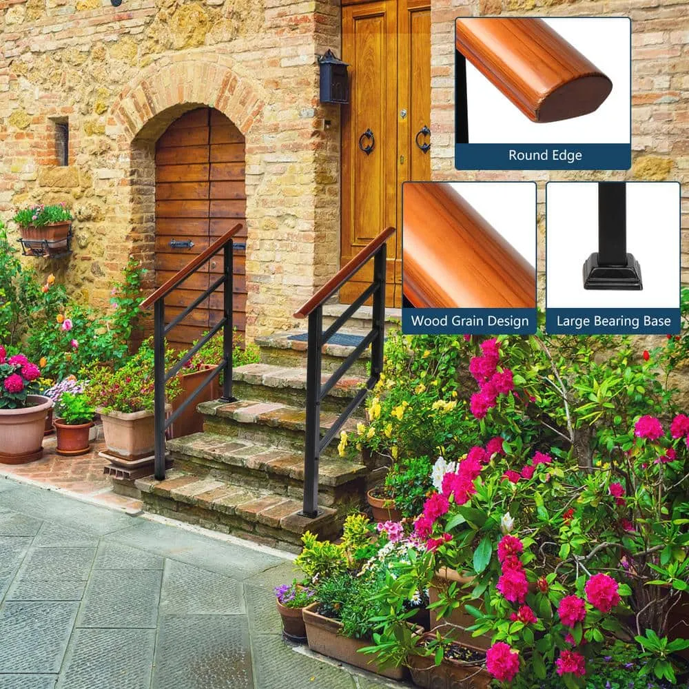Karl home 36.6 in. H x 39 in. W Adjustable Wood Metal Stair Railing Kit in Black, photo 3 of 9