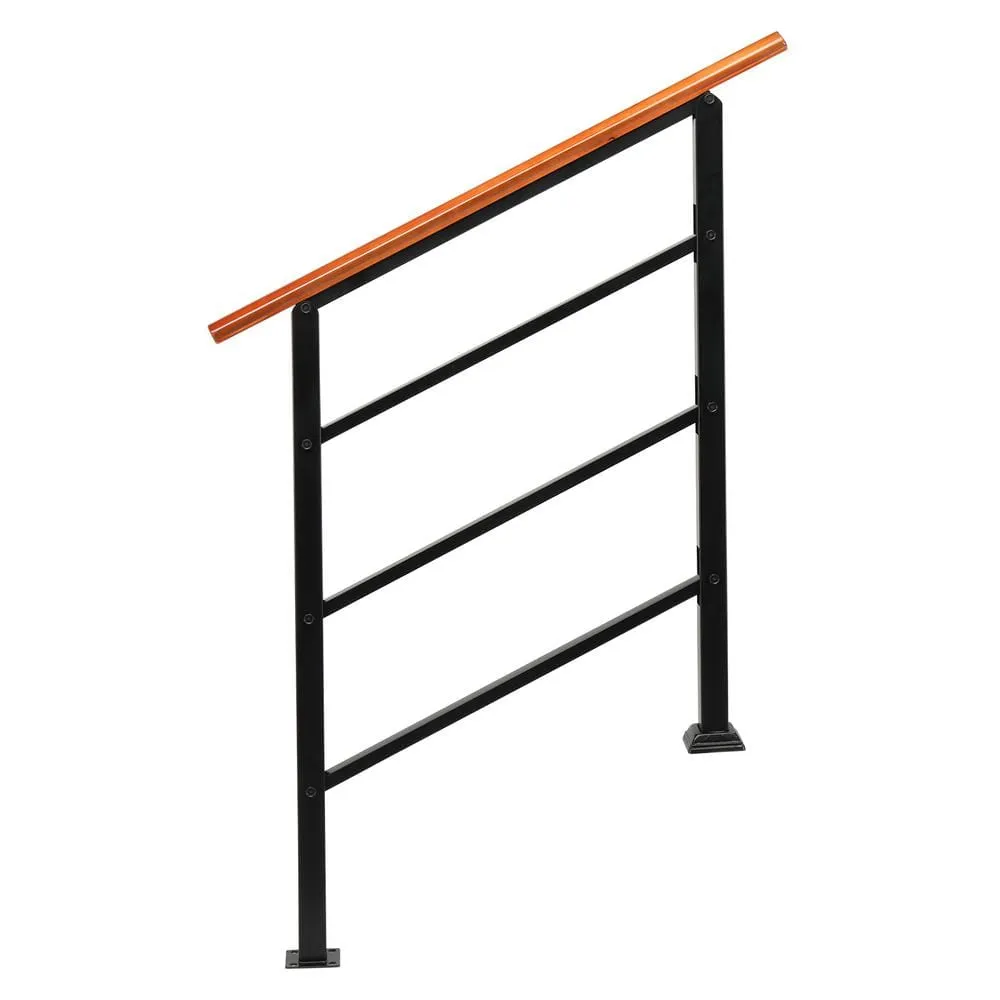 Karl home 36.6 in. H x 39 in. W Adjustable Wood Metal Stair Railing Kit in Black, photo 4 of 9