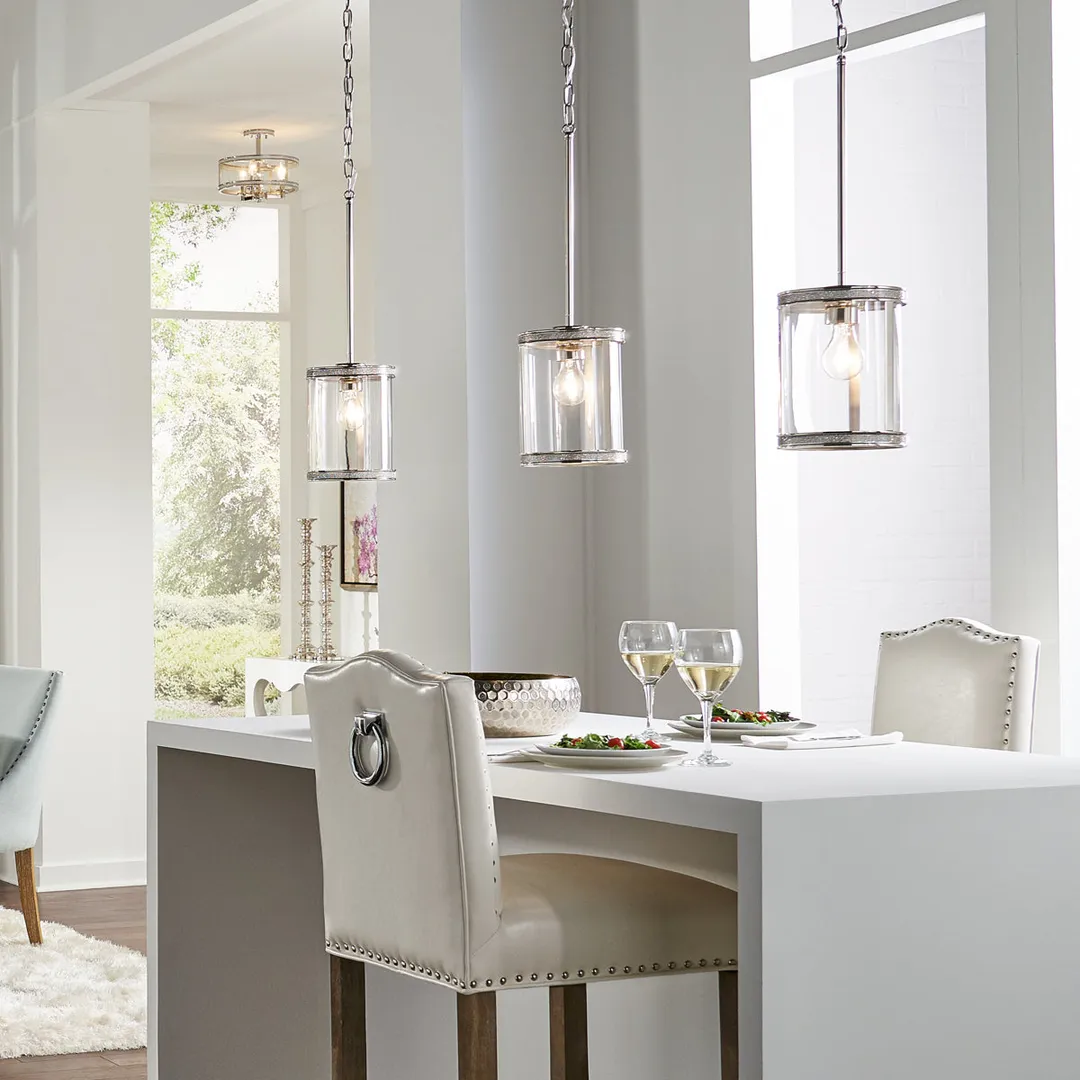Kichler Angelica 13-in Polished Nickel Modern/Contemporary 3-Light Semi-Flush Mount Ceiling Light, in a room, photo 5 of 7
