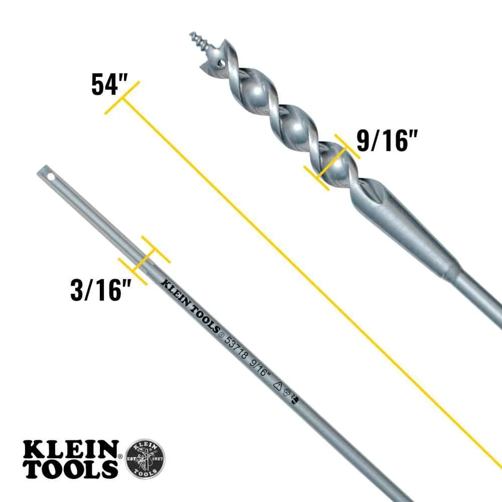 Klein Tools 9/16 in. x 54 in. Flex Auger Bit, 3/16 in. Shank (Model 53718), photo 2 of 8