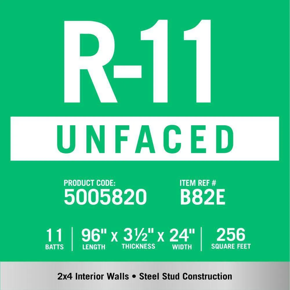 Knauf Insulation EcoBatt R-11 Unfaced Fiberglass Insulation Batts, 3.5 in. x 24 in. x 96 in., 256 sq. ft. (4 Bags), photo 7 of 8