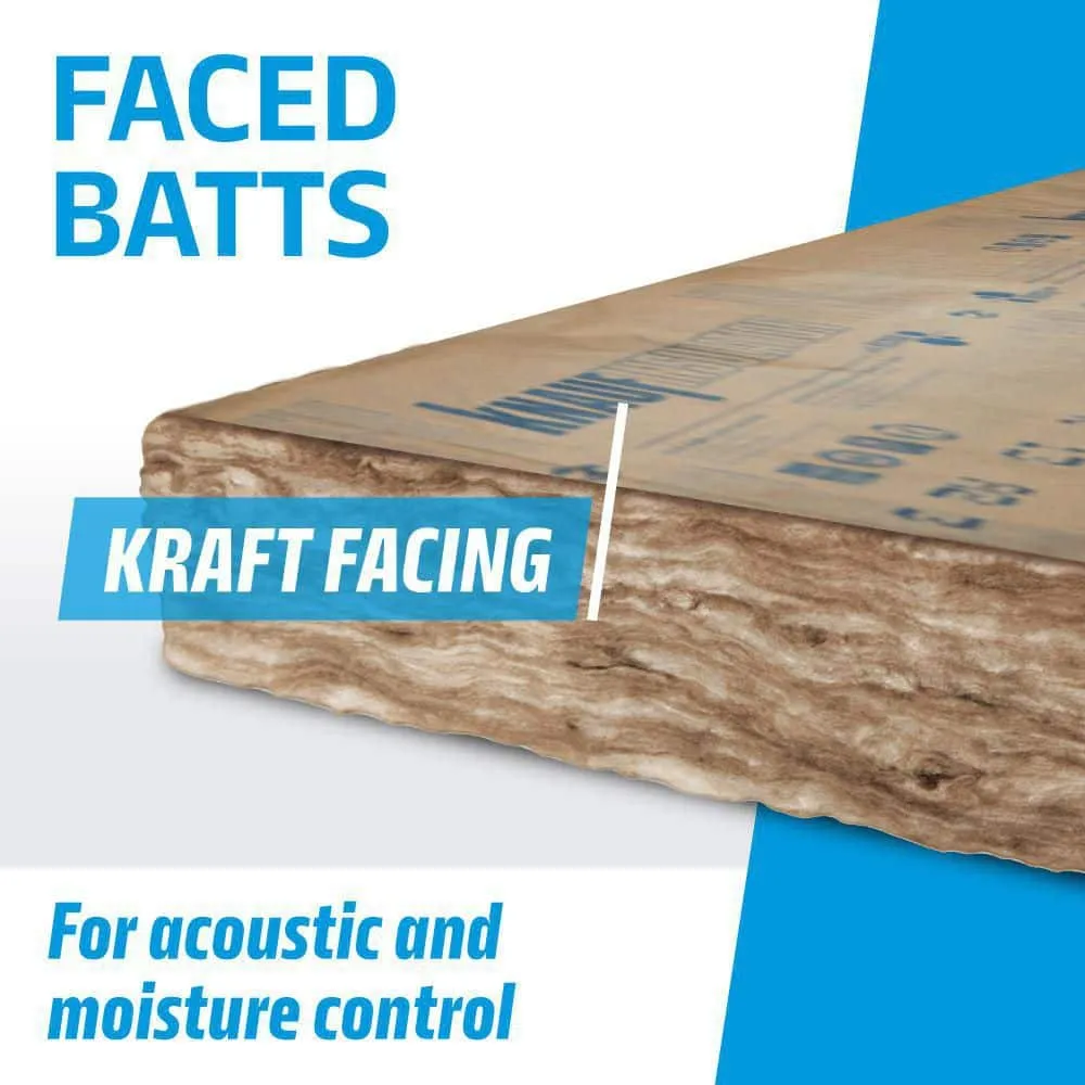 Knauf Insulation R-13 EcoBatt Kraft Faced Fiberglass Insulation Batt, 3-1/2 in. x 15 in. x 93 in., 116.25 sq. ft. Coverage, photo 3 of 8