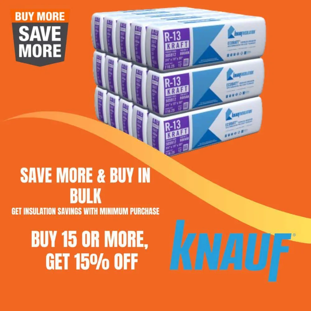 Knauf Insulation R-13 EcoBatt Kraft Faced Fiberglass Insulation Batt, 3-1/2 in. x 15 in. x 93 in., 116.25 sq. ft. Coverage, photo 8 of 8
