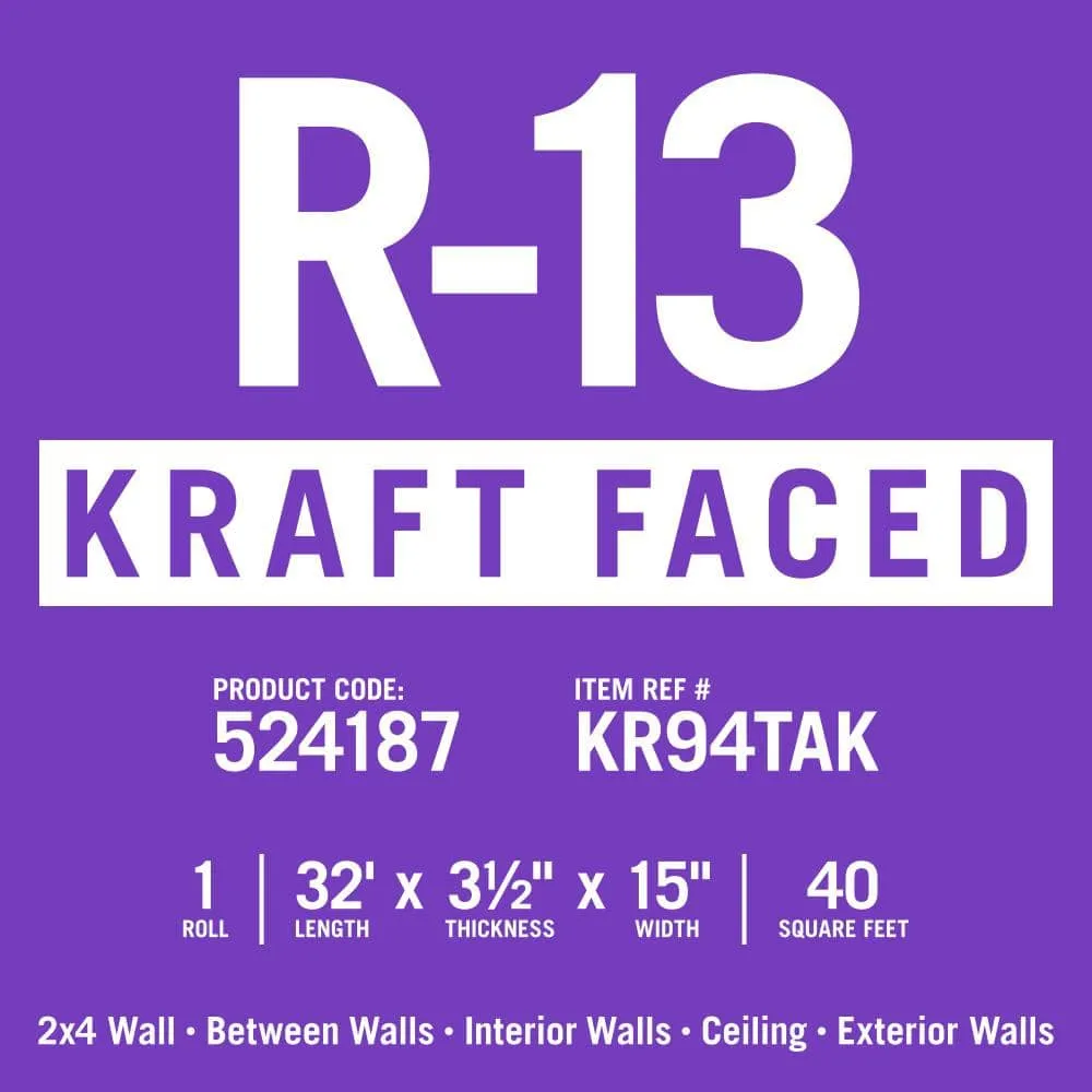 Knauf Insulation R-13 EcoRoll Foil-Faced Fiberglass Insulation Roll, 3-1/2 in. x 15 in. x 32 ft., 40 sq. ft. Coverage, photo 7 of 8