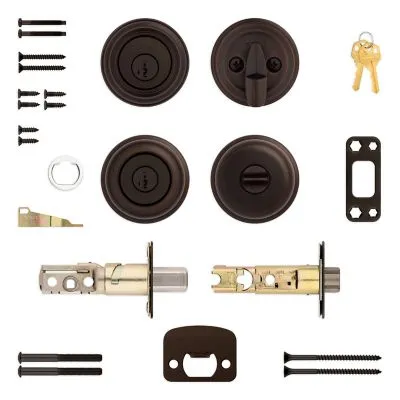 Kwikset SmartKey Juno Venetian Bronze Knob & Single Cylinder Deadbolt, ANSI/BHMA Grade 2, KW1, 1-3/4 in., photo 8 of 8
