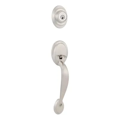 Kwikset SmartKey Dakota/Polo Satin Nickel Entry Handleset, ANSI/BHMA Grade 3, KW1, 1-3/4 in, photo 8 of 8