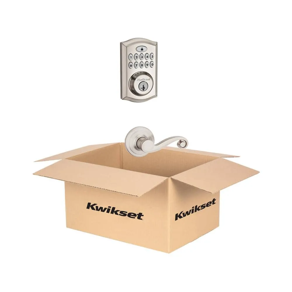 Kwikset SmartCode Satin Nickel Single Cylinder Electronic Deadbolt with SmartKey Security and Lido Hall/Closet Lever, photo 12 of 12