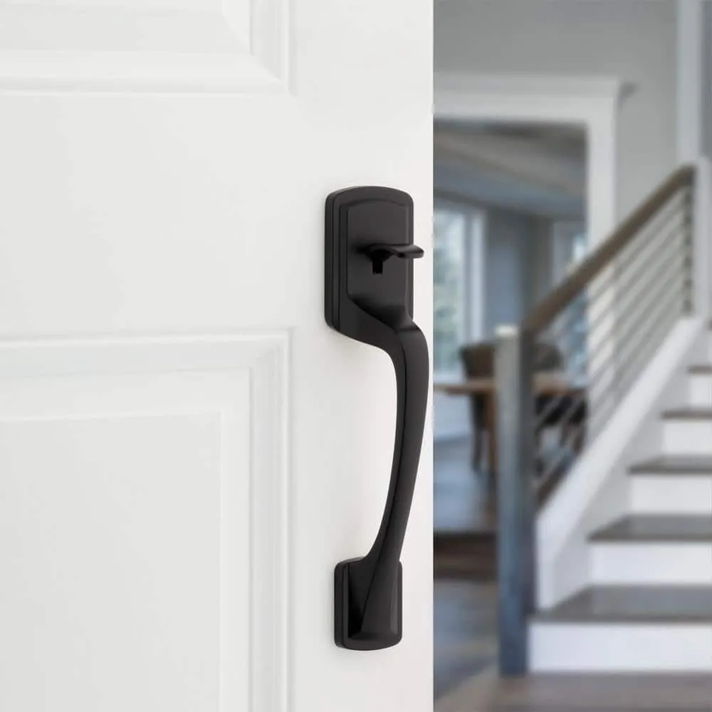 Kwikset Halo Black Single-Cylinder Touchscreen Electronic Deadbolt with Prague Entry Door Handle set Pismo Door Knob Combo Pack, photo 4 of 6
