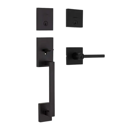 San Clemente Matte Black Entry Handleset with Halifax Combo