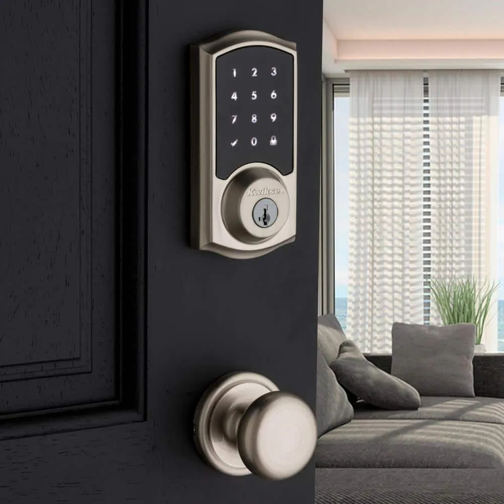 Kwikset Premis Touchscreen Smart Lock, Single Cylinder Electronic Deadbolt, Satin Nickel, with Avalon Handleset and Tustin Lever, photo 16 of 16