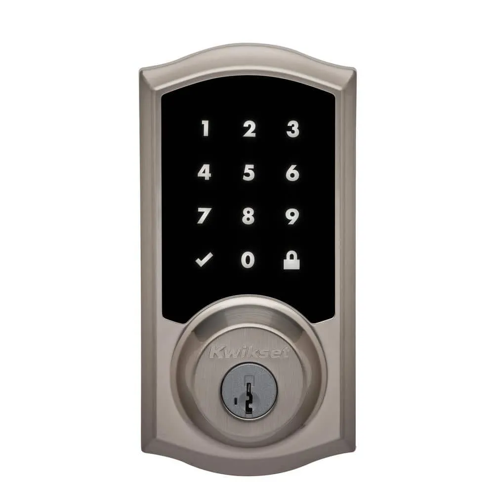 Kwikset Premis Touchscreen Smart Lock, Single Cylinder Electronic Deadbolt, Satin Nickel, with Avalon Handleset and Tustin Lever, photo 9 of 16